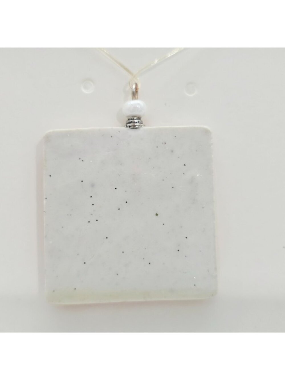 Handmade Mushroom Art Pendant Necklace Glitter Accents & White Bead Detail 1" - Picture 3 of 6